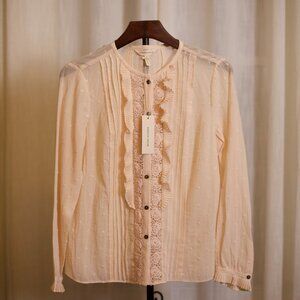 Rebecca Taylor Lace Ruffle Detail Blouse – Size 4 (NWT)